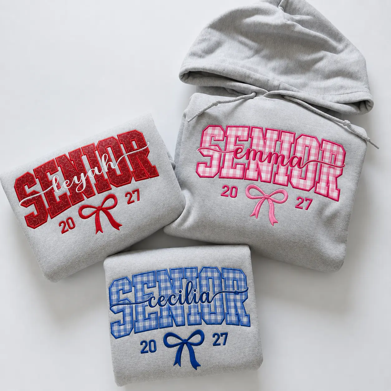 Embroidered Applique Senior 2027 Sweatshirt,  Personalized Senior Sweatshirt, Custom Senior Gift, Class of 2027 Crewneck