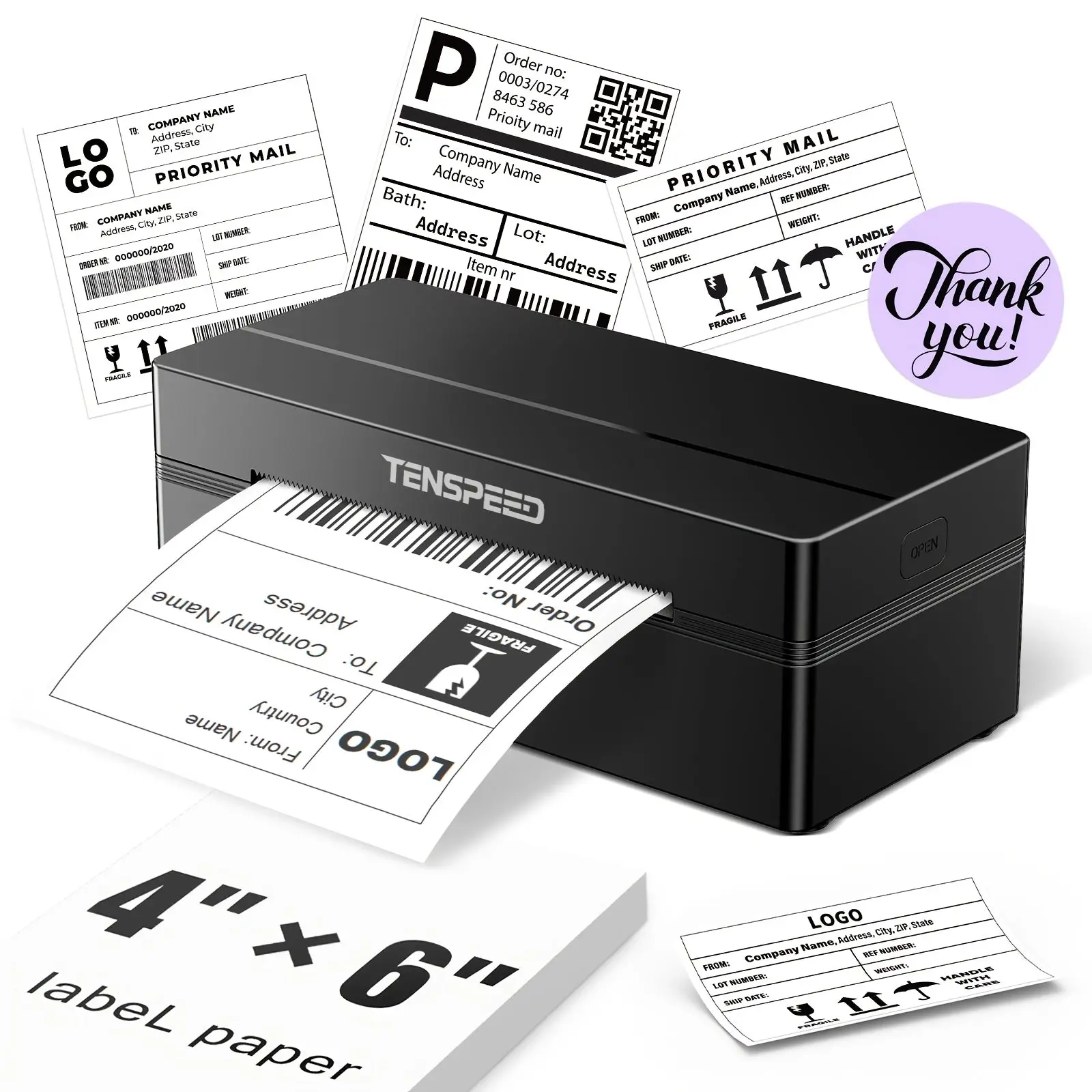 TENSPEED RP425 Mobile Wireless Thermal Label Printer (4x6) – Bluetooth Shipping Printer