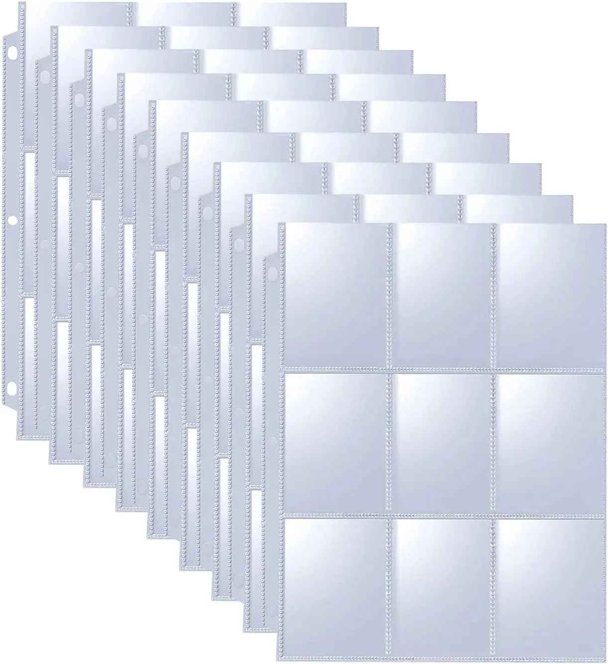 50 Pack 900 Pockets Trading Card Binder Sleeves, 9-Pocket Double-Sided Sheets for 3 Ring Binder, Clear Page Protectors for Football, Baseball, Business Cards