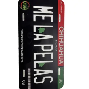 Me La Pelas Chihuahua Licensed Plate Black - Model 08 with Barcode and Licensing Information