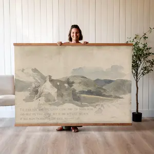 Christian Wall Art | Vintage Scripture Canvas | Christian Wall Decor | Vintage Scripture Art | Matthew 7:25 | House Built On The Rock