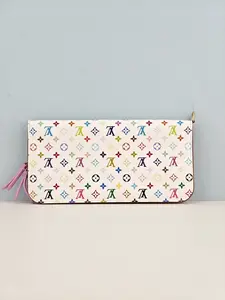 Pre-owned White monogram multicolor coated canvas Small Leather Goods Louis Vuitton White Monogram Multicolor Portefeuille Insolite Wallet【CA1191】