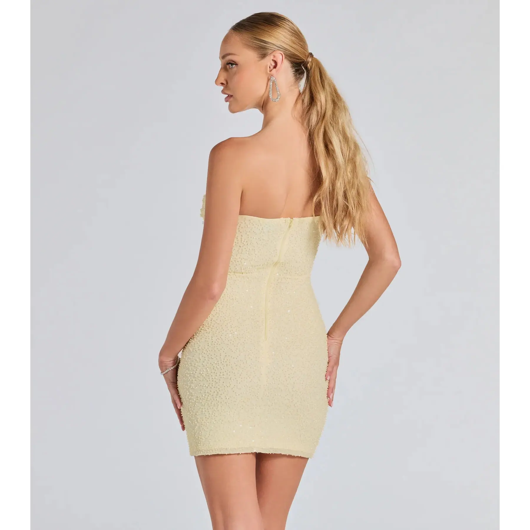 Lena Strapless Bodycon Beaded Mesh Mini Dress - TikTok Shop Lena Strapless Bodycon Beaded Mesh Mini Dress - TikTok Shop