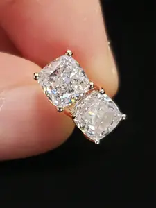 1 Pair Simple Cubic Zirconia Stud Earrings For Women For Wedding Anniversary Engagement Party Jewelry Valentine's Day Gift