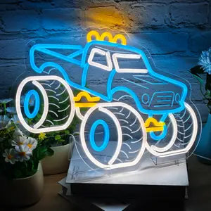 1pc Truck Neon Signs for Wall Decor, Vehicle Neon Lights for Bedroom, Truck Toys Lover- Monster Truck LED Neon Light