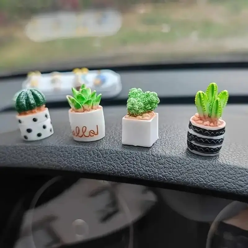 Cute Mini Succulent Resin Car Dashboard Decoration, Mini Plant Car Interior Decoration, Car Center Console Ornament