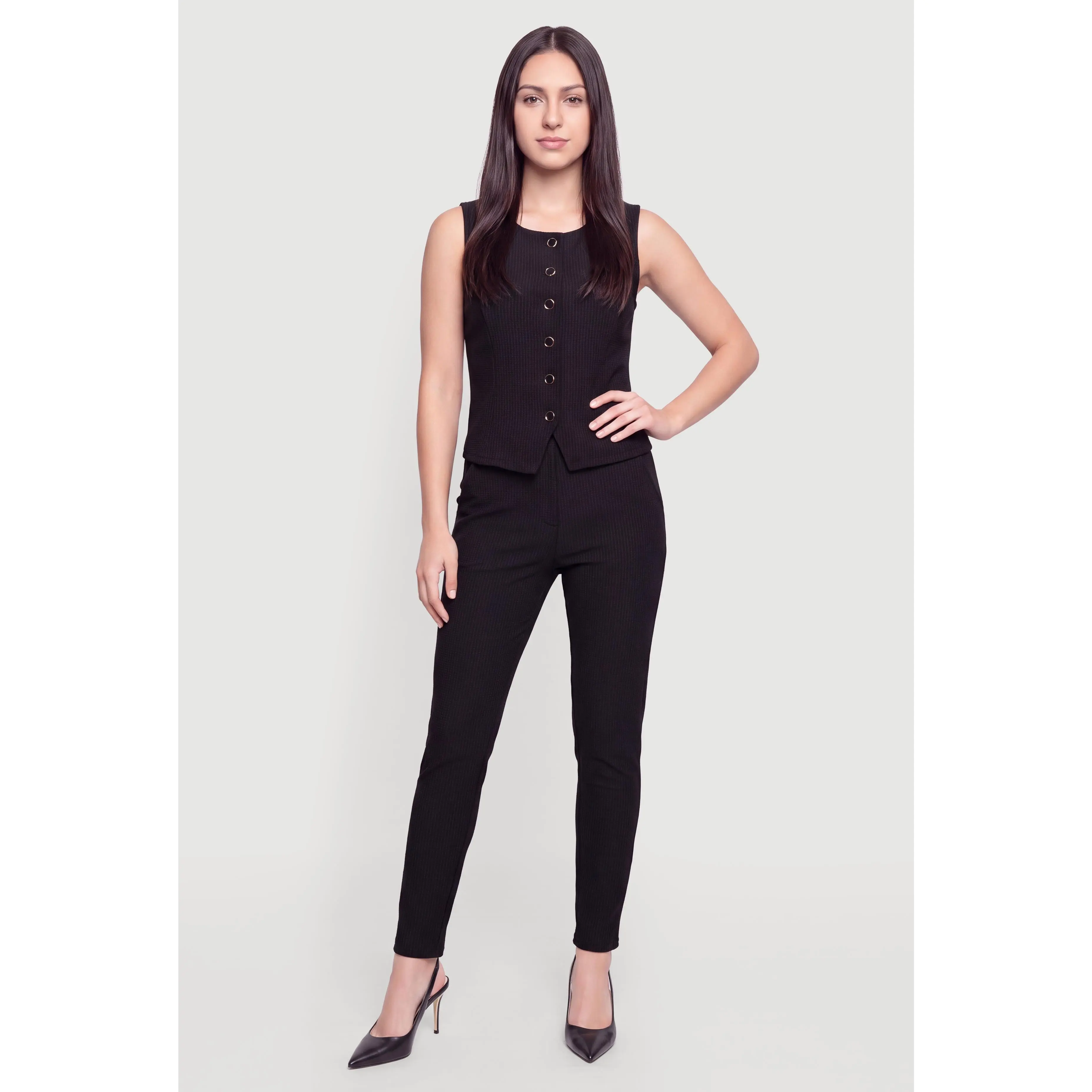Scuba Windowpane Print Blazer Vest and Dress Pants