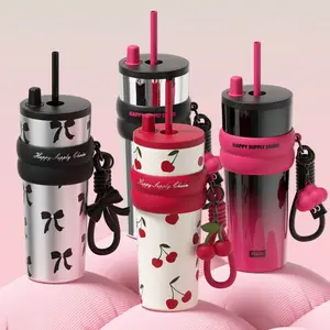 2026NEW water bottle. 24oz Stainless Steel Leak-prootcup, Portable Straw Mouth, Anti-slip, noise-reducingbottom pad, Wide Mouth and Double wall thermal fol Easy Cleaning and CarLoading, Cool flask andThermos bottle Water for Drinking Water andCoffee, deal