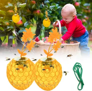 2 Pack Solar Powered Wasp Trap-Strawberry Design! Safefor Pets & Kids | Eco-Friendly Non-Toxic Outdoor HornetCatcher for Garden, Yard, Camping | Day/Night Operation,Multi-Entry Tech, No Leakage! silicone faucet mat Cleaning and Spray Bundle