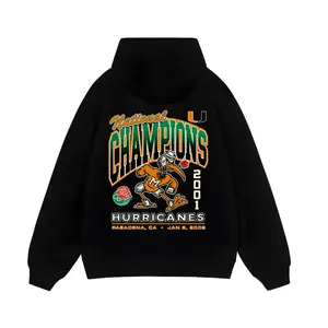 men's hoodie athletic pullover hoodie for gym and outdoor men's hoodie anti-wrinkle National Champions Hurricanes 2001