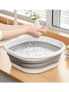 1pc Convenient & Stylish Foldable Wash Basin, Portable Collapsible Wash Basin For Face, Clothes, Foot Soak, Suitable For Home, School, Office, Car - Saves Space Home Bathroom Decor Fall Decor Back To School