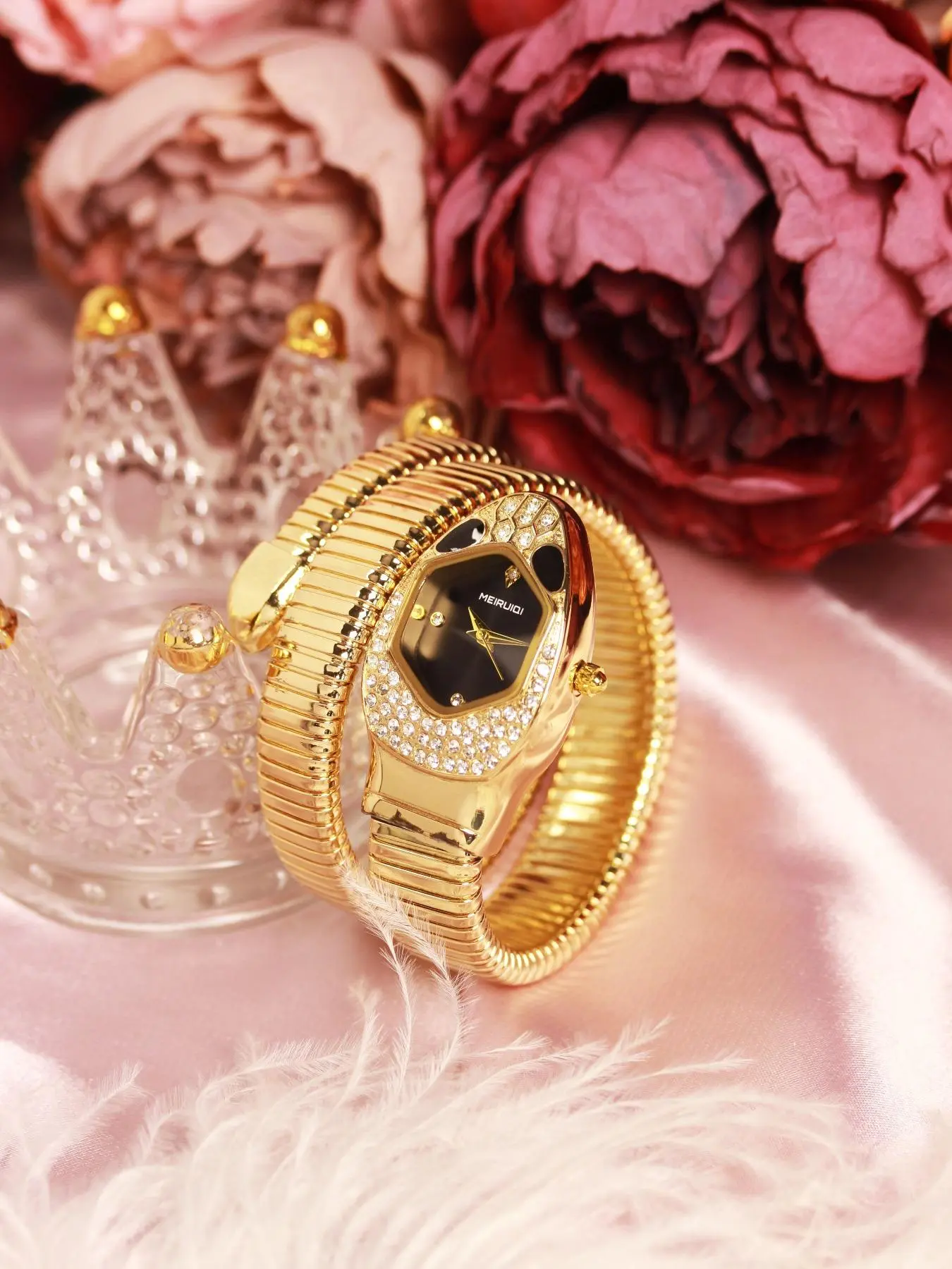 Women's Elegant Snake Design Quartz Watch & Jewelry Set, Including Wristwatch & Bangle Bracelet & Ring & Pendant Necklace, Fashion Watch Set for Gift with Box Women's Elegant Snake Design Quartz Watch & Jewelry Set, Including Wristwatch & Bangle Bracelet & Ring & Pendant Necklace, Fashion Watch Set for Gift with Box