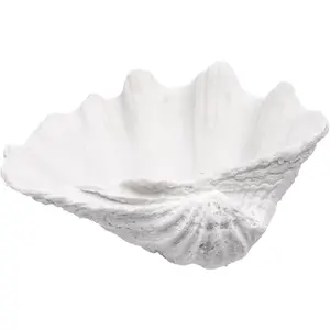 Medium White Scalloped Clam Shell Bowl Sea Shell Decor for Nautical Beach House Coastal Decor Gift for Housewarming and Wedding Party
