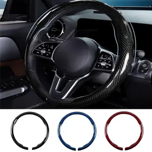 C-Type Gloss Carbon Fiber Car Steering Wheel Cover - Clip on,  for Girls Boy Women Men, Protector Cover with Non-Slip Lining, 15 inch/37-38cm Car Vehicles SUV Interior Accessories, Universal For BMW Chevrolet Honda Jeep Nissan Toyota Mercedes-Benz Hyundai