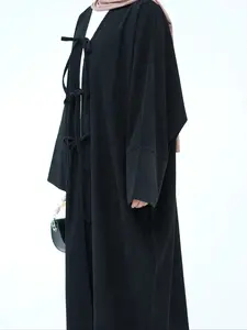 Women's Loose-Fit Woven Cardigan, Thick Fabric, Casual Long Sleeve Coat, Perfect for Spring & Fall, Elegant Plain Design