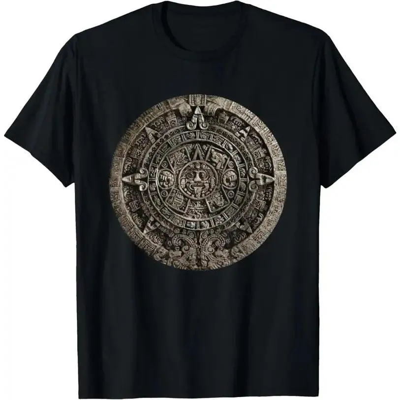 Men's 100% Cotton Aztec-Mayan Calendar Casual Soft Fashion T-Shirt, Casual Soft Shirt, Fashion T Shirts