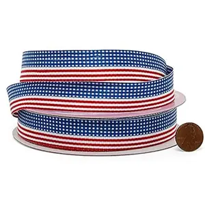 3/4" X 25 Yards American Flag Grosgrain Ribbon - Patriotic Gift Wrap Supplies