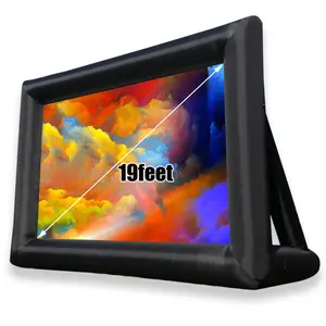 19 Feet Inflatable Projector Movie Screen for Outdoor, Portable Blow Up Projection Screen with Air Blower, Front/Rear Projection for Backyard Pool Party Movie Nights