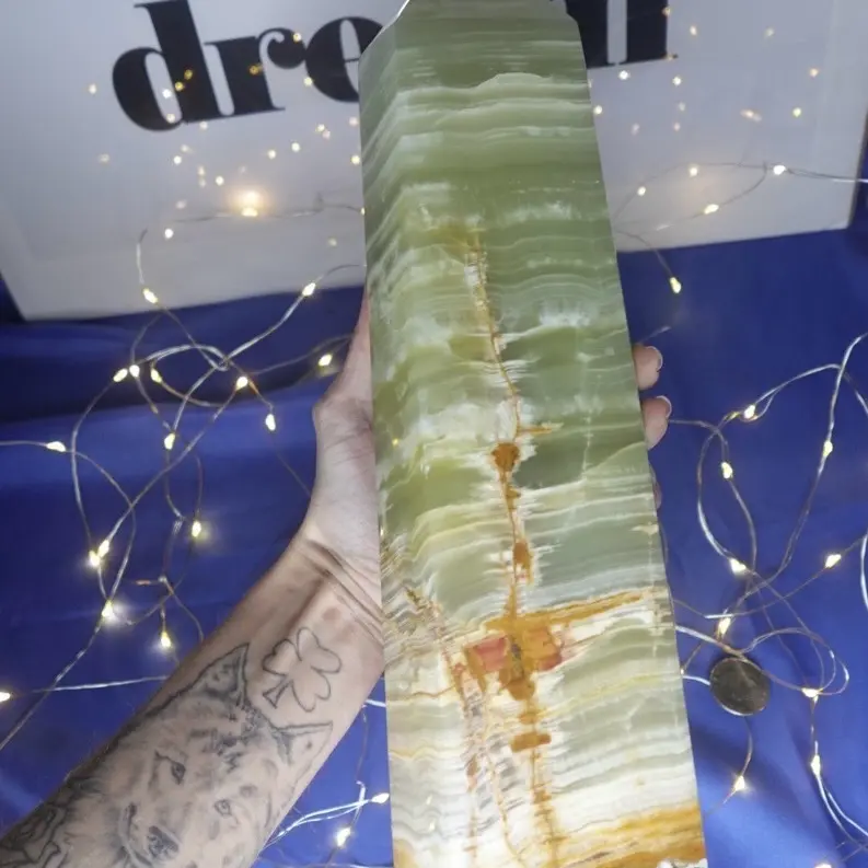 Afghan Jade Crystal Tower Obelisk 7.2 lb Natural Green Jade with Unique Patterns for Healing and Energy Work