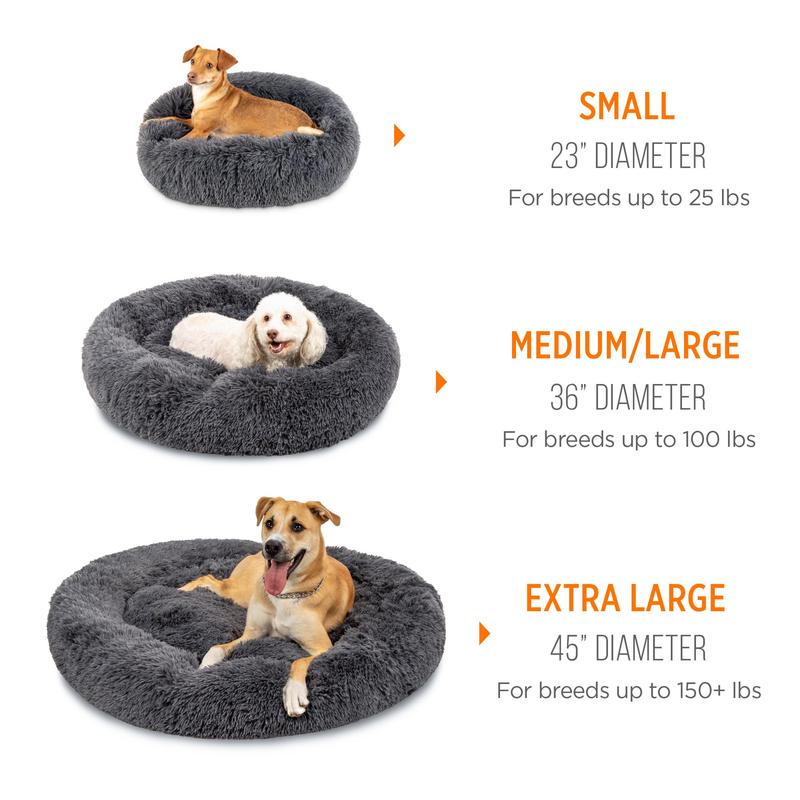 Best Choice Products 36in Dog Bed Self-Warming Plush Shag Fur Donut Calming Pet Bed Cuddler