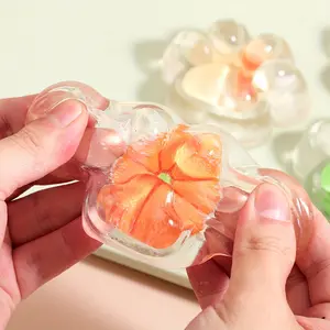 "Crystal Clear Veggie Garden Cat Paw Squishy - 6 Mini Vegetable Charms Inside (Pumpkin, Tomato, Cauliflower), ASMR Sensory Play & Desktop Farm Decor for Kids (BPA-Free)"