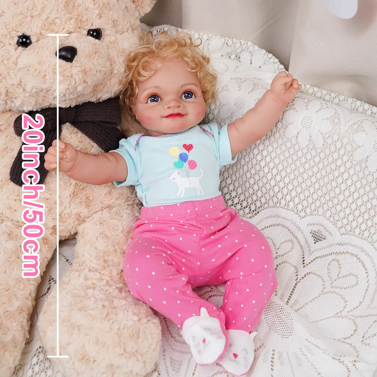 VACOS 20" Reborn Dolls, Realistic Dolls, Handmade Hug Cloth Body Vinyl Doll, Birthday Gifts, Christmas Gifts Easter Gift Plush Toy