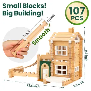 Notchies Jovi-mindly Garden Edition Building Blocks Set 107 pcs Wooden Toys with Door Windows FSC Certified for Toddlers 5+ Boys Girls Safe Eco-friendly Mortise-and-tenon Structure