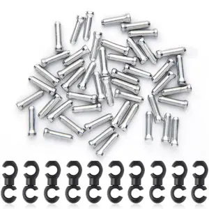 60PCS Alloy Non Rusting Bike Cable End Caps Clasps Crimps Derailleur Brake Cable End Tips Rotatable S-Hook Clips for MTB Road Mountain Bicycle