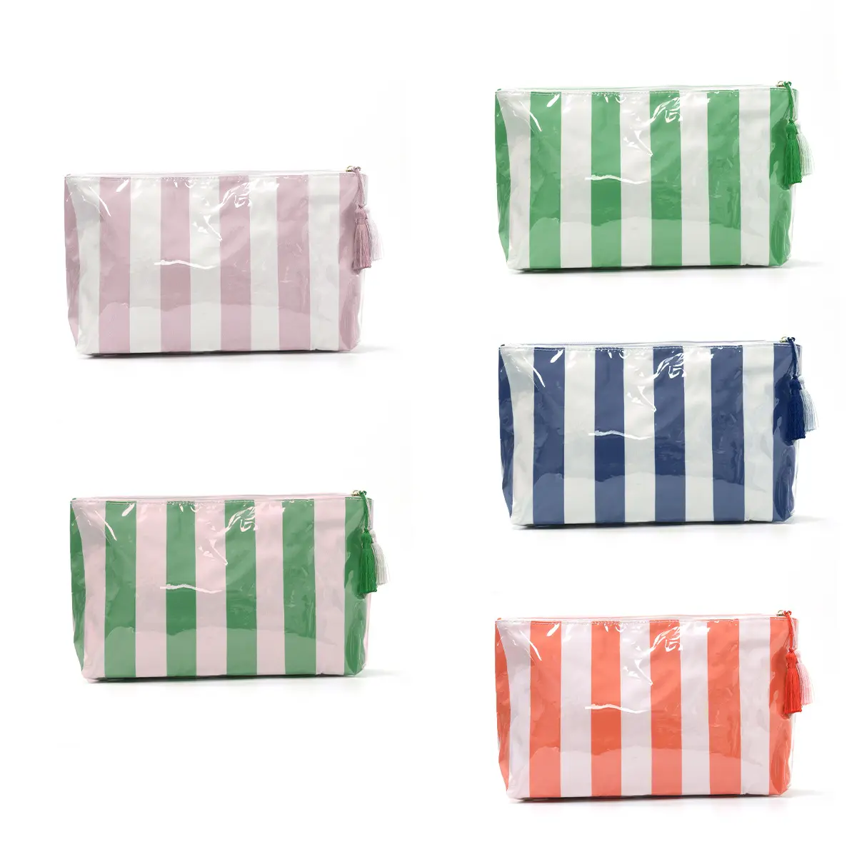Vertical Stripes Polyester Handheld Cosmetic Pouch - Zip Make-Up Bag, Cosmetics Organizer, High-Capacity Multi-Use On-The-Go Storage for Travel, Commuting,summerwins,campingessentials,campinggear,vacationoutfits,beachoutfits