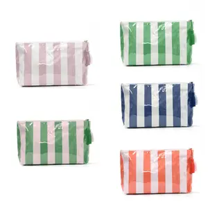 Striped cosmetic bag High value large capacity cosmetic storage bag Commuting portable travel cosmetic bag