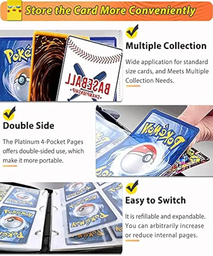 SupAI Binder for Pokemon Cards with Sleeves, Card Holder Binder for Trading Cards, Holds Up to 440 Standard Size Cards, 55 Pcs 4-Pocket Pages Card Binder Album with Zipper Carrying Case - TikTok Shop SupAI Binder for Pokemon Cards with Sleeves, Card Holder Binder for Trading Cards, Holds Up to 440 Standard Size Cards, 55 Pcs 4-Pocket Pages Card Binder Album with Zipper Carrying Case - TikTok Shop
