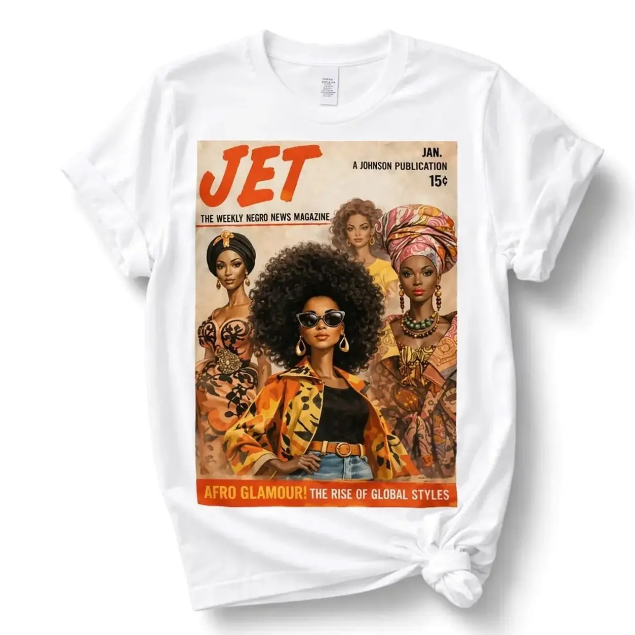 Vintage Afrocentric Graphic T-Shirt, Artistic Magazine Style Cotton Tee, Trendy Fall Fashion Top