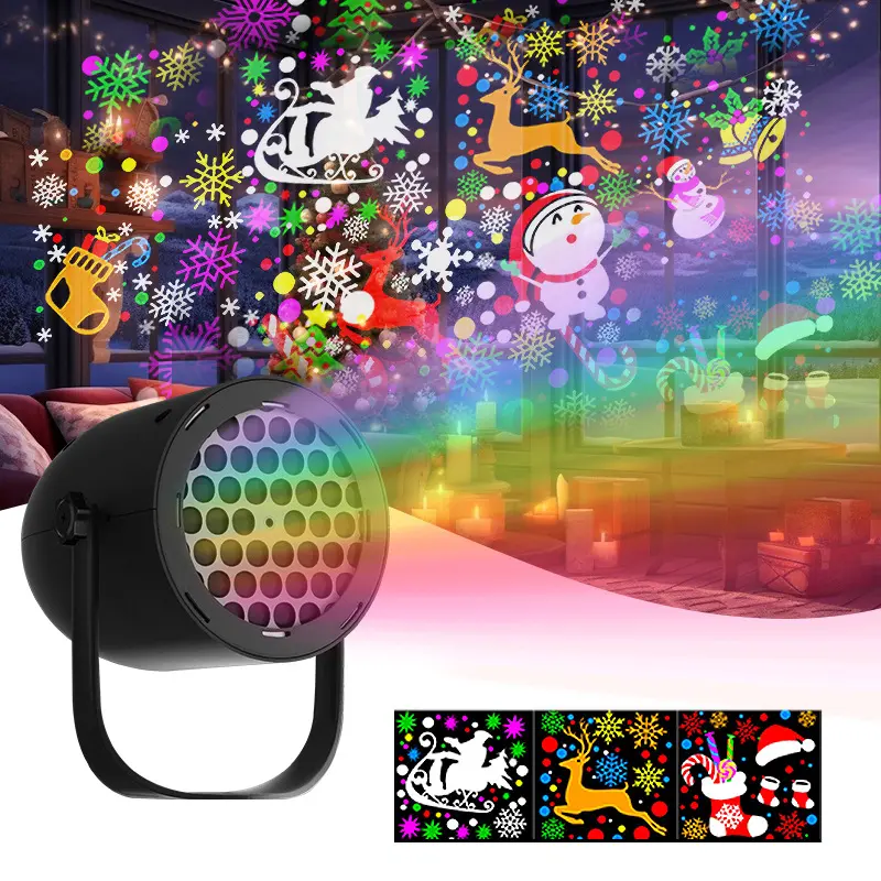 JOYTUTUS Compact Festive Light - Color-Changing LED Dynamic Stage Projector, USB 5V/1A, 16 Patterns, Snowflake Projection, Ambient Lighting, Indoor/Outdoor, Car & Home Use, Christmas Decor, Colorful LED Show, Tool Upgrade