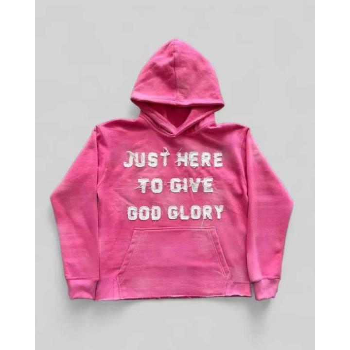 Y2k Oversized Graphic Hoodies Just Here To Give God Glory Funny Hoodies For Men Women Daily outfit