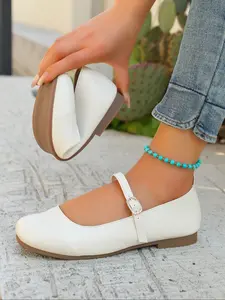 Women's Fashion Mary Jane Flats with Metal Buckle Strap Design and Rubber Sole, Casual & Stylish Shoes for Daily Wear & Gifts