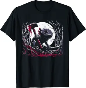 Halloween Horror Men Women Axolotl Vintage Horror Creepy T-Shirt - Dayahcolber Shop 90B0CKCRN78X