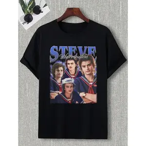 Steve Harrington Vintage Graphic Tee, Stranger Things Role Shirt for Fans, Movie Graphic T-Shirt, 100% Cotton, Machine Washable Casual Top