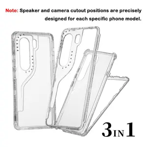 Transparent 3-In-1 Shockproof Phone Case for Tecno Camon 40/30 Premier 4g 5g Pro/spark Go Series, PC+tpu High Transparency Protective Cover