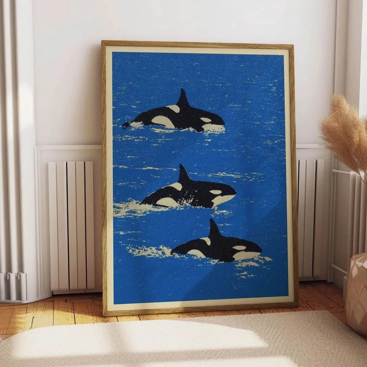 Vintage Orca Wall Art Killer Whale Poster Coastal Cabin Decor Print S