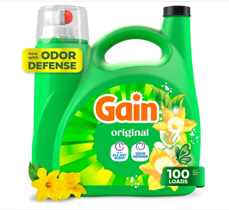 Gain Liquid Laundry Detergent, Freshness, Odor Defense, High Efficiency Washing Machine Liquid Laundry Soap, Original Scent, 132 fl oz, 100 Loads (Packaging May Vary)
