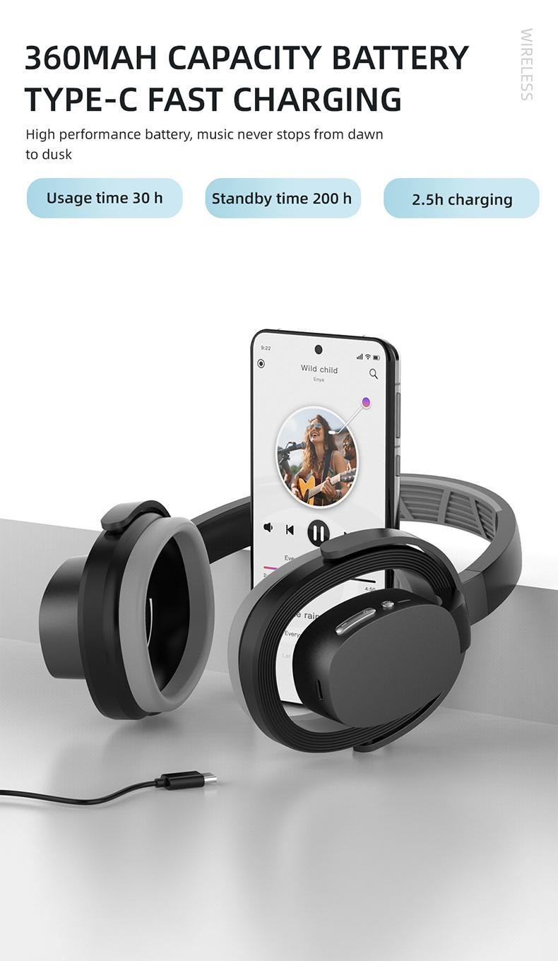 ZW-083 Headset Bluetooth Headphones，Hollow Earphone Design,Outstanding Acoustic Performance Balance Technology, Low-Latency Sound Image Synchronization, Bluetooth 5.4 Stable Version, 30-Hour Battery Life, Suitable For Work Or Outdoor Activities.