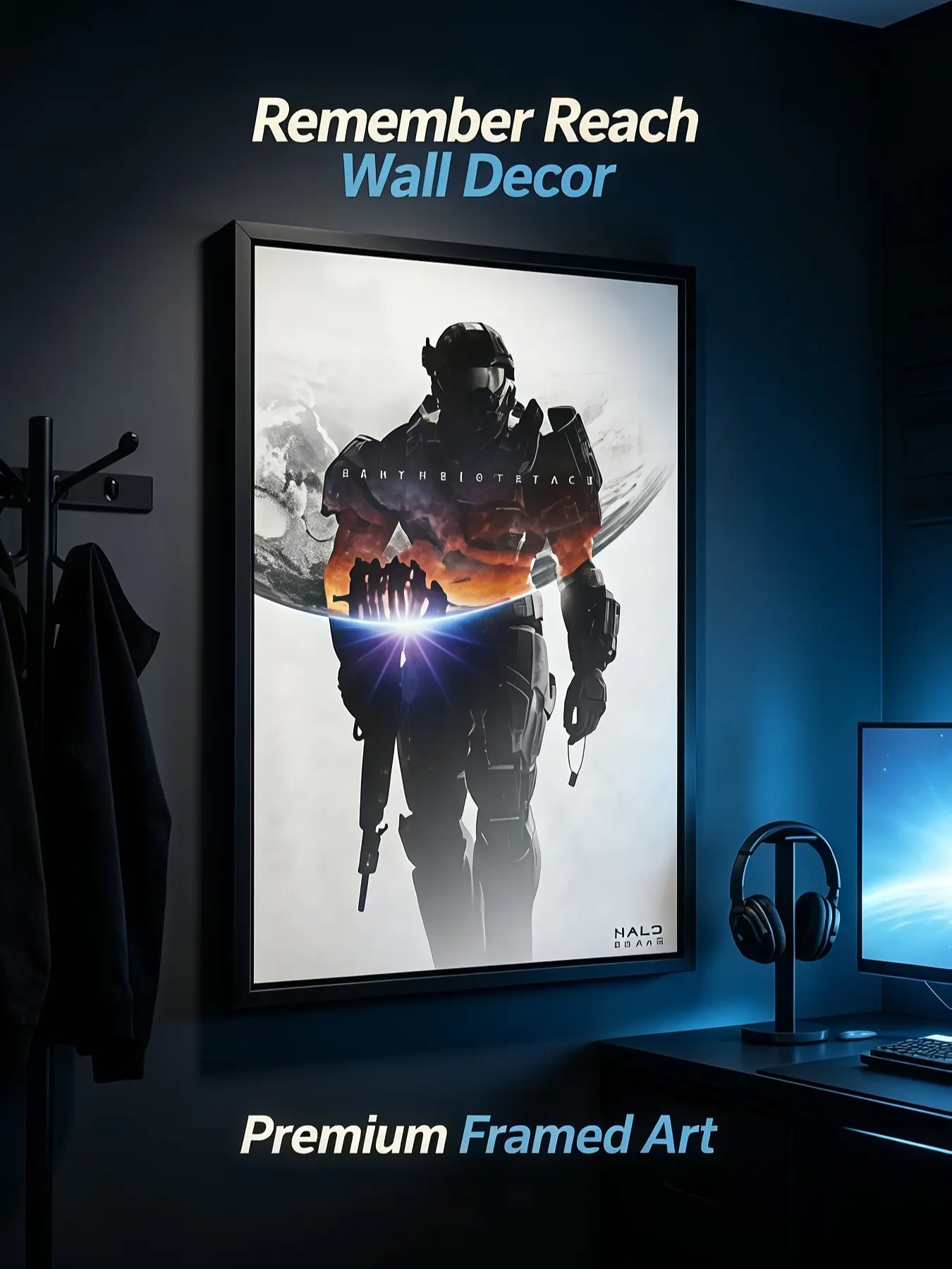 "Halo: Reach" Gaming Graphic Aluminium Alloy-Wooden Framed Canvas Poster - HD Print, Elegant Durable Waterproof Wall Decor, Master Chief Game Artwork, E-Sports Enthusiasts' Collectible, Room Decor Gift