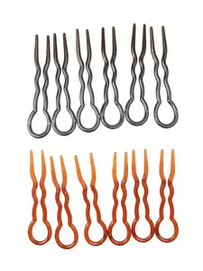 12pcs Hair Styling Tools U-Shaped Wave Comb Set, Professional Hairdressing Accessories for Braiding & Twisting, Durable Plastic Material, Hair Styling Kit