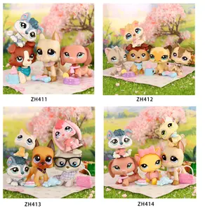 4-5 PC Rare Mini Pet Shop Bobble Head Figure Animals Collectible Dog Cat Figures with Adorable Accessories for Kids Imaginative Play, Birthday Gift, Party Favors, Display Collection for Boys Girls Ages 3+