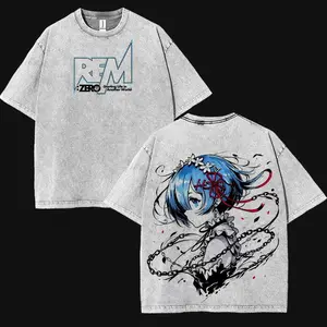 Rem Re Zero T-Shirt Anime Double Printed Vintage Tee Shirt Fashion Cotton, Full Colors, Full Sizes, For Men, For Women