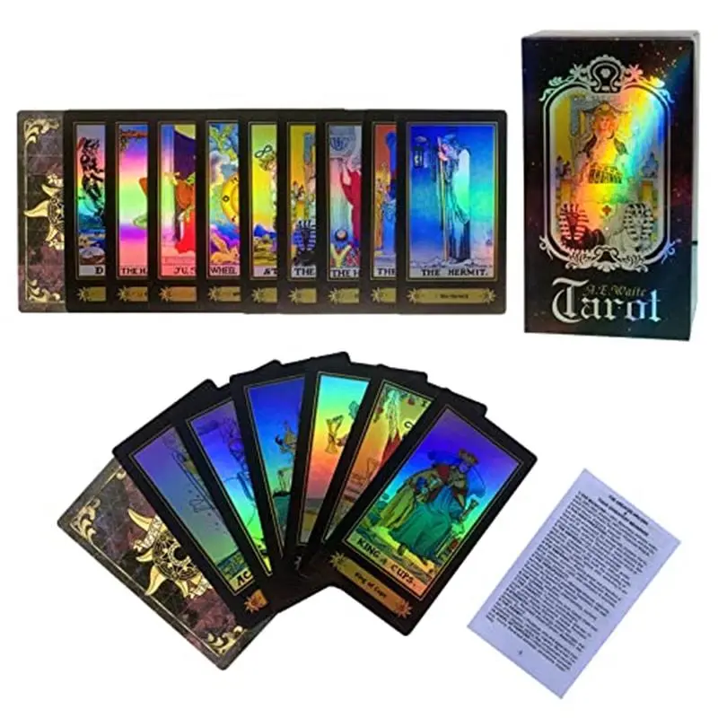 Tarot Cards Set, 78 Surface Laser Tarot Cards with English Instructions Book for Beginners (English Edition)