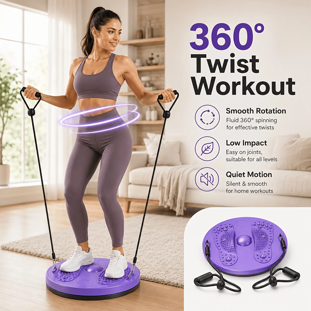 Waist Twister, Abdominal Twisting Board, for Exercise, Silent Waist Twister, Suitable for Home Fitness Equipment, 360 Pound Load Capacity