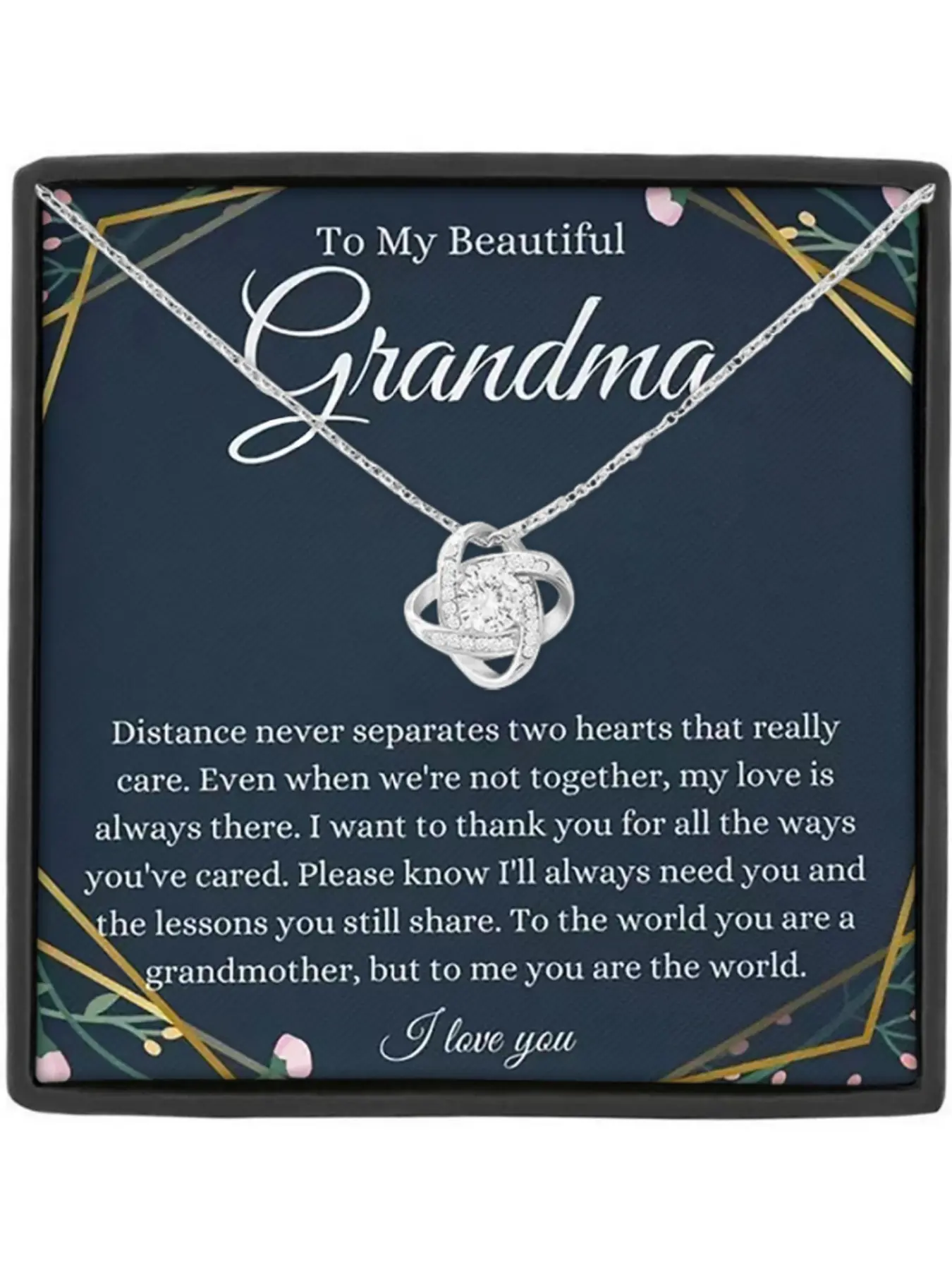 Mother's Day Gift Heart Knot Pendant Necklace, Love Knot Necklace for Grandma, Jewelry Gift, Gift Box and Meaningful Card Included, Birthday Mother's Day Christmas Gifts