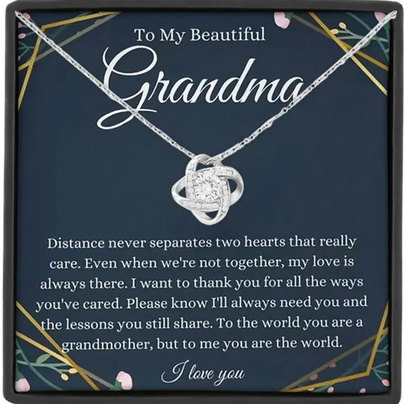 Mother's Day Gift Heart Knot Pendant Necklace, Love Knot Necklace for Grandma, Sentimental Necklaces, Jewelry Gift, Gift Box and Meaningful Card Included, Birthday Mother's Day Christmas Gifts