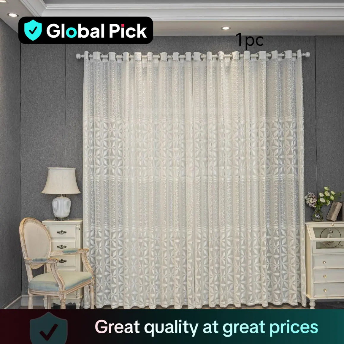 Hollow Out Design Finished Curtain, Modern Simple Luxury Curtain, Light-transmitting Window Decoration for Balcony, Bedroom, Living Room and Office